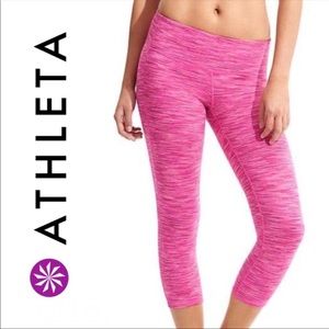 Athleta Chaturanga Pink Space Dye Capri Leggings